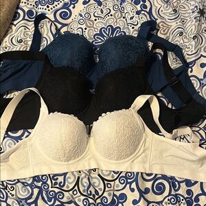 Elegant Lace Bra Set - Black, Blue, and White